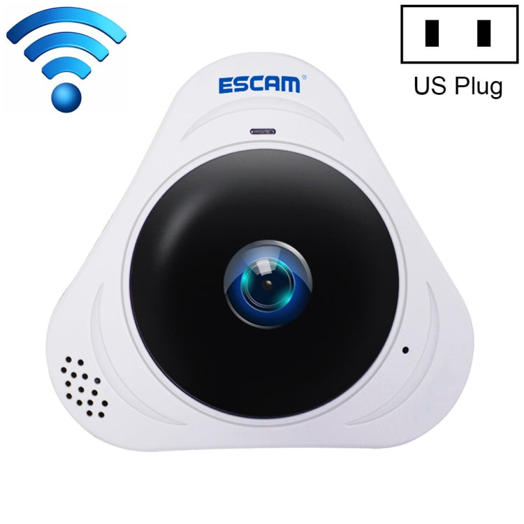 ESCAM Q8 960P 360 Degrees Fisheye Lens 1.3MP WiFi IP Camera, Support Motion Detection / Night Vision, IR Distance: 5-10m, AU Plug