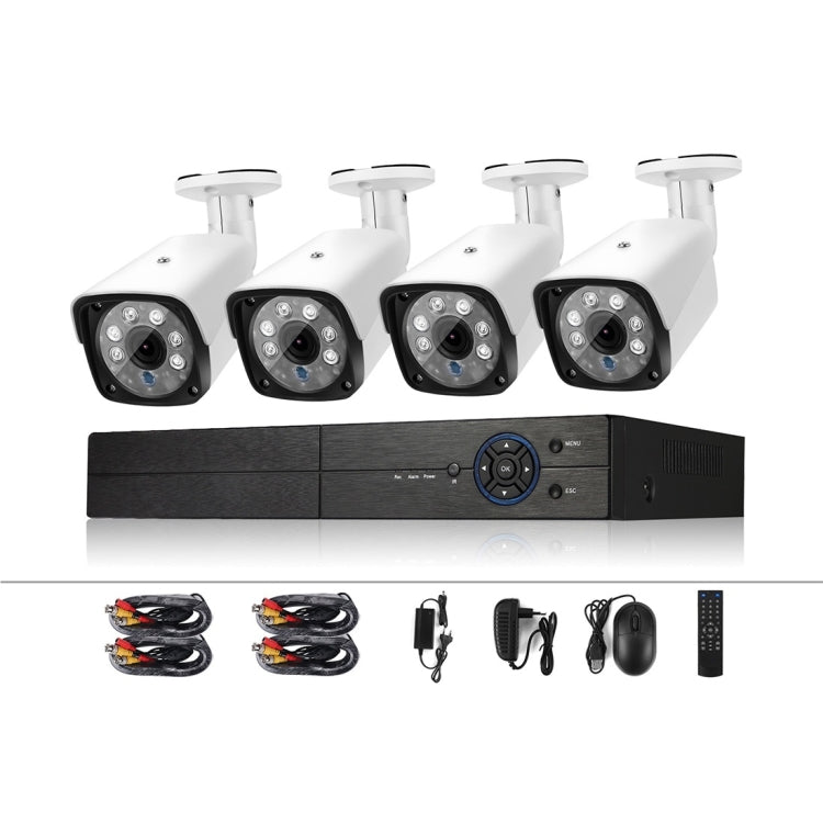 A4B3 / Kit 4CH 1080N Surveillance DVR System and 720P 1.0MP HD Weatherproof CCTV Bullet Camera, Support Infrared Night Vision & P2P & QR Code Scan Remote Access