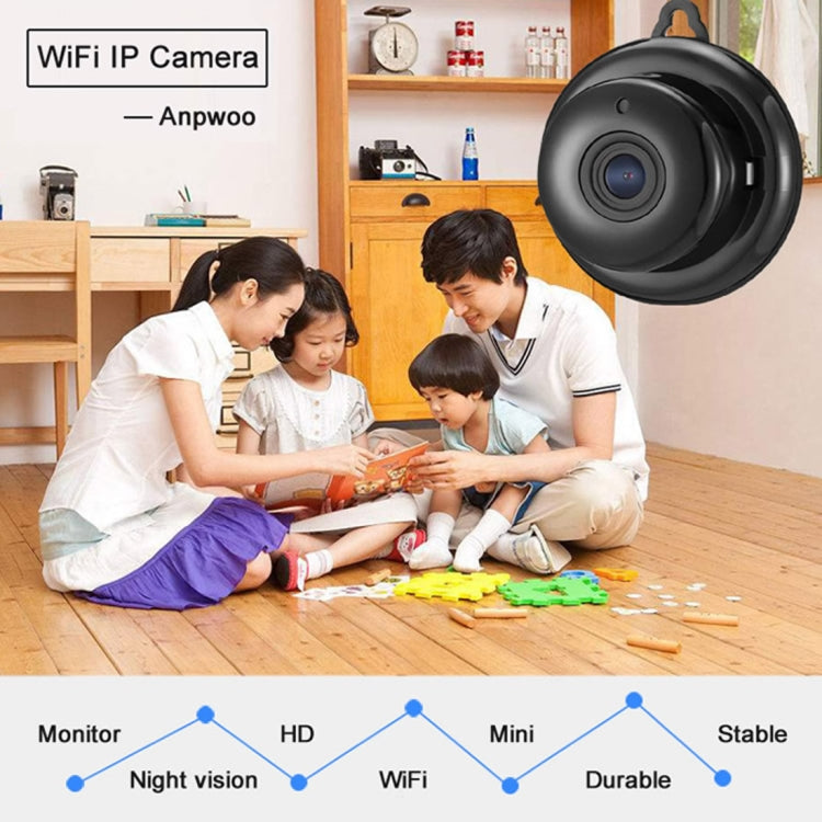 Anpwoo MN001 3518Ev200 1.0 MP Mini HD WiFi IP Camera with 6 PCS Infrared LEDs, Support Motion Detection & Night Vision & TF Card(Max 64GB)