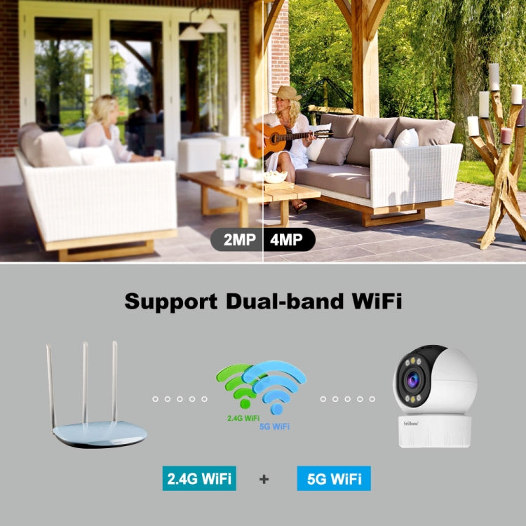 SriHome SH046 4.0 Million Pixels FHD Low Power Consumption Wireless Home Security Camera System