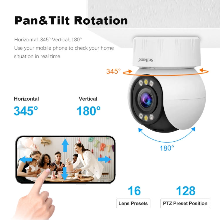 SriHome SH046 4.0 Million Pixels FHD Low Power Consumption Wireless Home Security Camera System Reluova