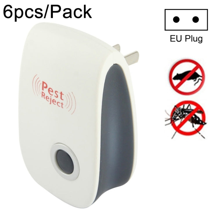 6pcs/Pack Ultrasonic Electronic Cockroach Mosquito Pest Reject Repeller, EU Plug-Reluova