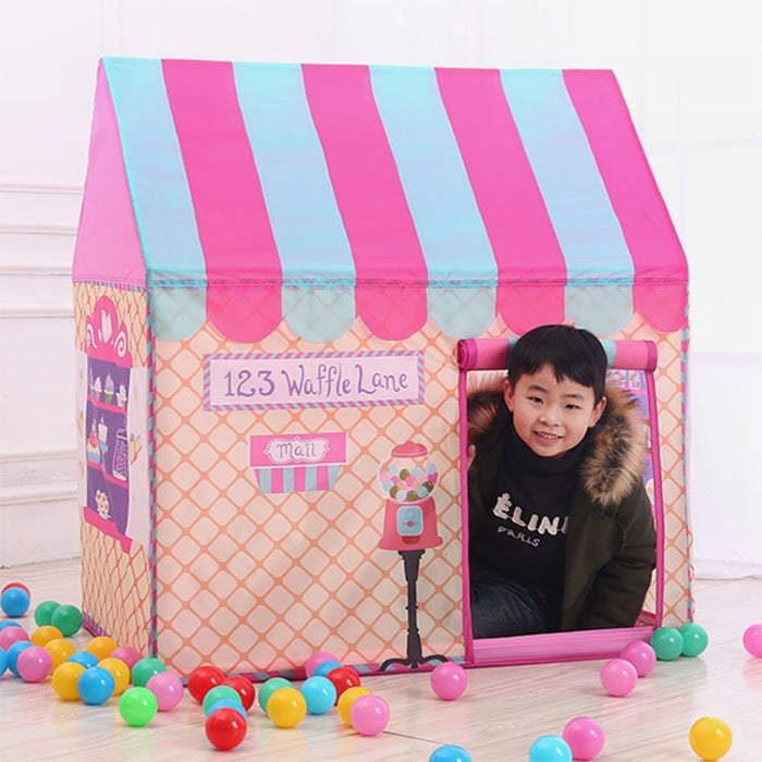 Household Children Printing Play Tent Small Game House with 50 Ocean Balls & Mat