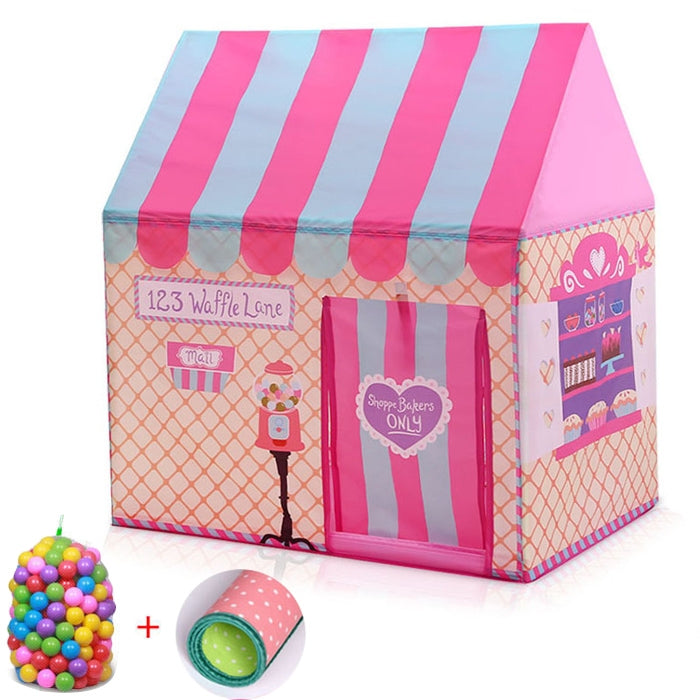 Household Children Printing Play Tent Small Game House with 50 Ocean Balls & Mat Reluova