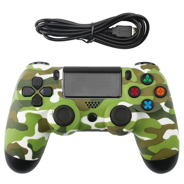 Green Camouflage Snowflake Button Wired Gamepad Game Handle Controller for PS4 Reluova