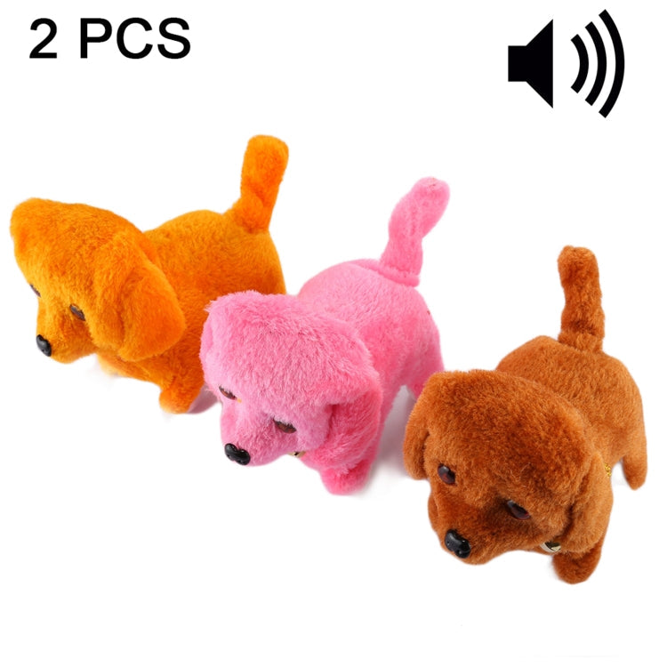 2 PCS Plush Puppy Electric Toys Can Will Move Forward / Will Backwards / Sounding and Luminous Eyes, Random Color Delivery-Reluova