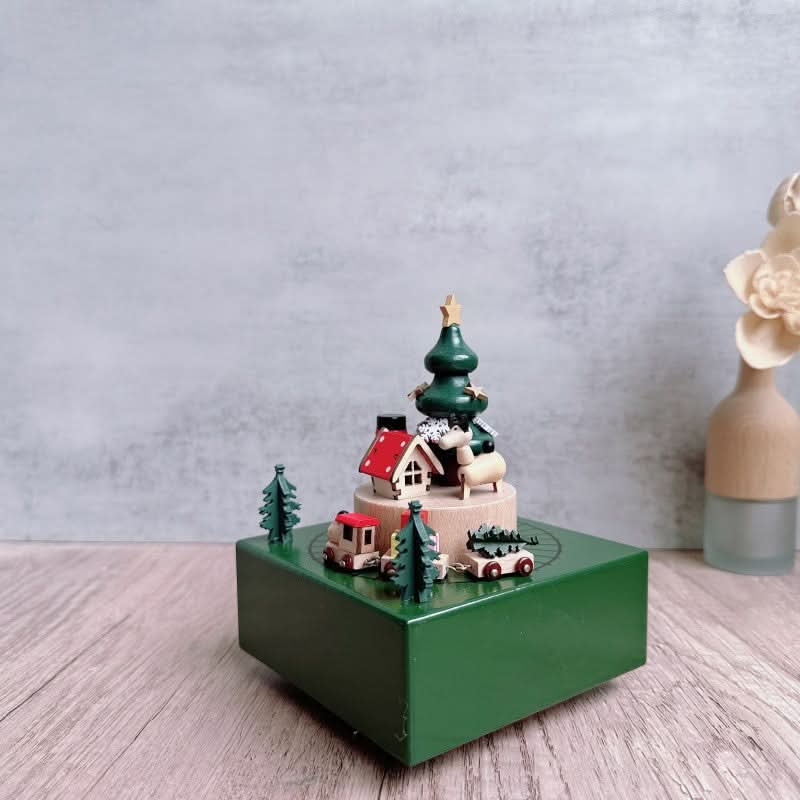 Rotating Train Music Box - Beechwood - Christmas Collection.