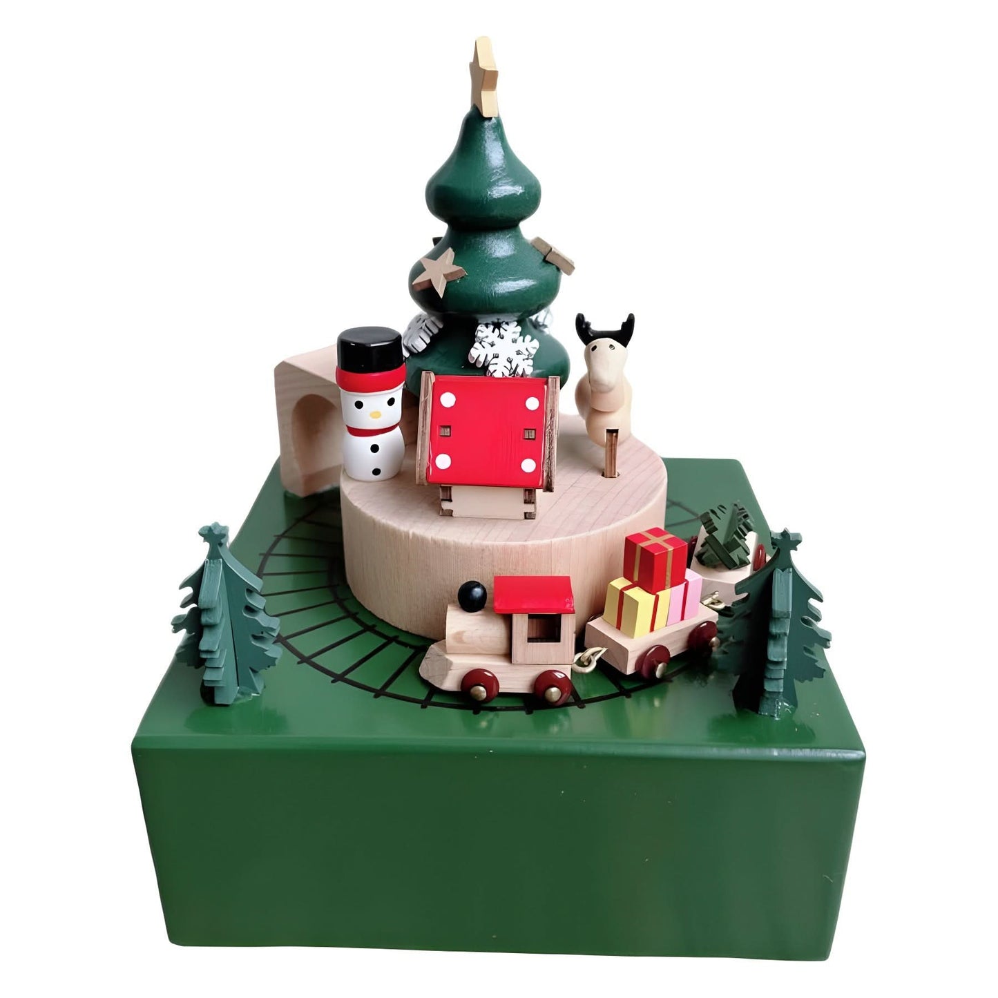 Rotating Train Music Box - Beechwood - Christmas Collection.