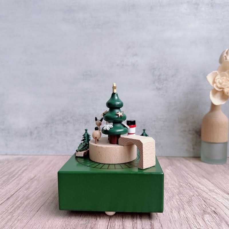 Rotating Train Music Box - Beechwood - Christmas Collection.