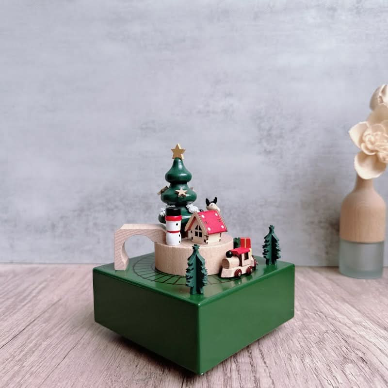 Rotating Train Music Box - Beechwood - Christmas Collection.