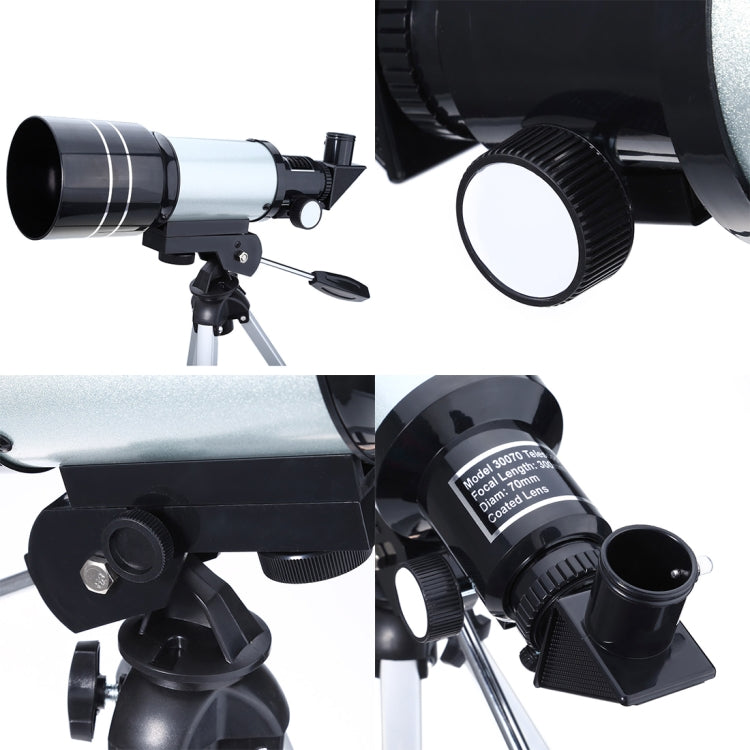 F30070M Portable Professional High Definition High Times Espace Astronomical Telescope Spotting Scope with Tripod(Silver) Reluova