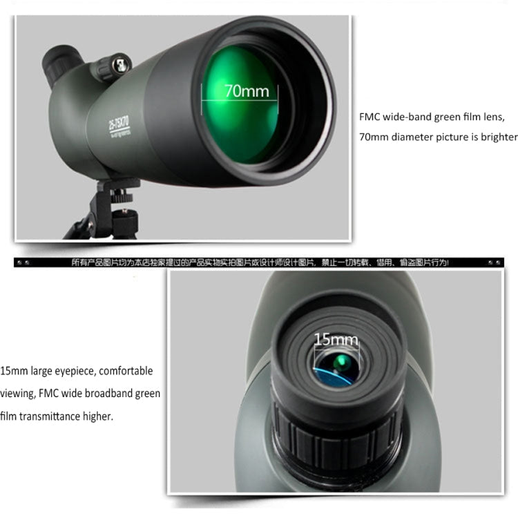 Maifeng 25-75x70 Professional High Definition High Times Outdoor Zoom Monocular Astronomical Telescope