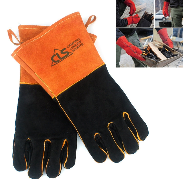 Outdoor BBQ Leather Men and Women Models High Temperature Insulation Thickening Long Welding Protective Gloves Reluova