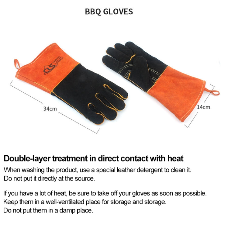 Outdoor BBQ Leather Men and Women Models High Temperature Insulation Thickening Long Welding Protective Gloves Reluova