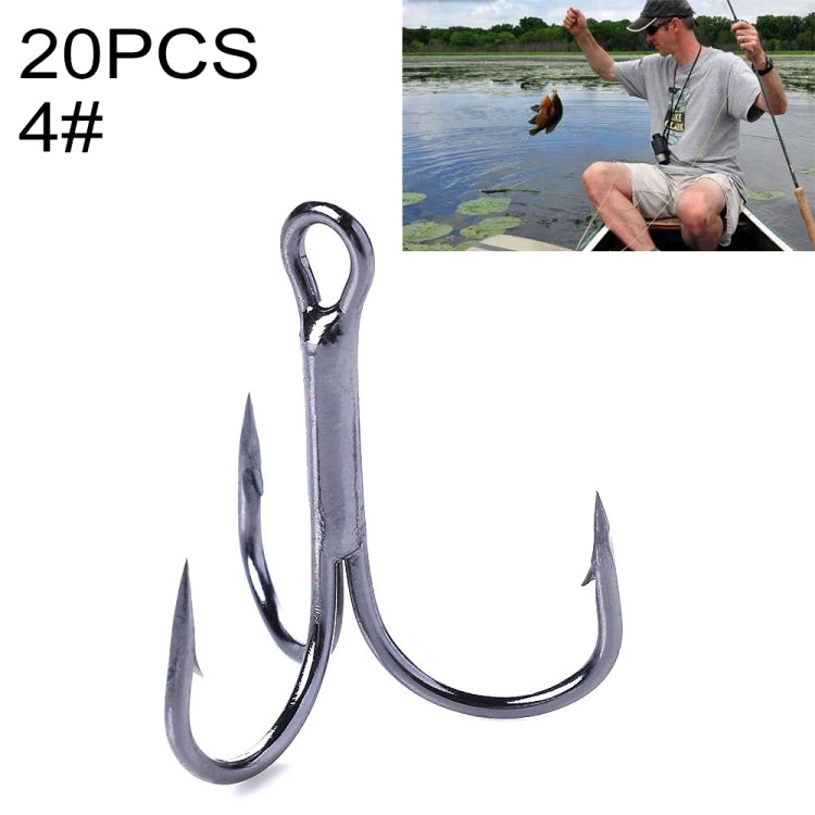 20pcs / Box Classic Black High Carbon Steel Fishing Three-jaw Treble Hooks-Reluova