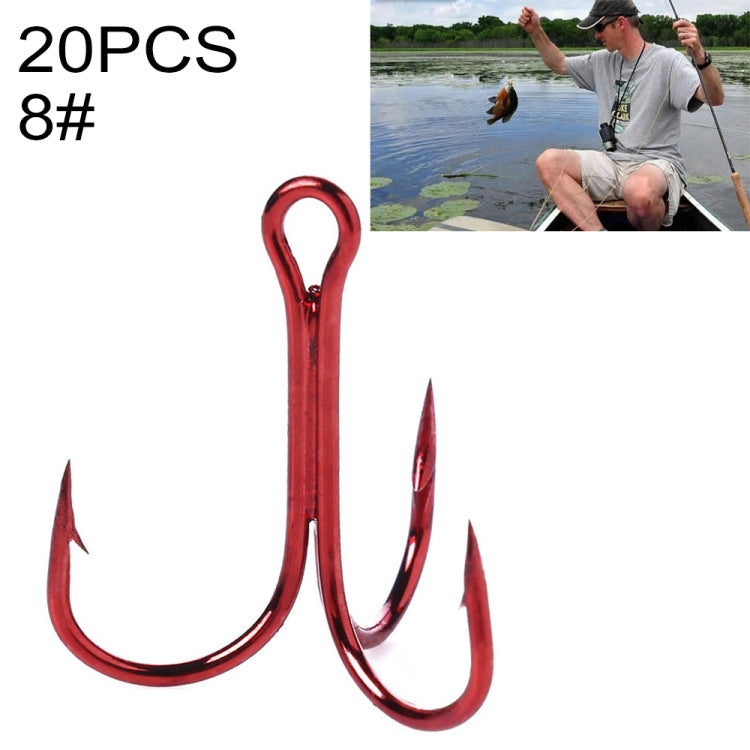 HENGJIA 20 PCS Classic Red High Carbon Steel Fishing Three-jaw Treble Hooks