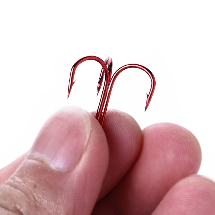 HENGJIA 20 PCS Classic Red High Carbon Steel Fishing Three-jaw Treble Hooks