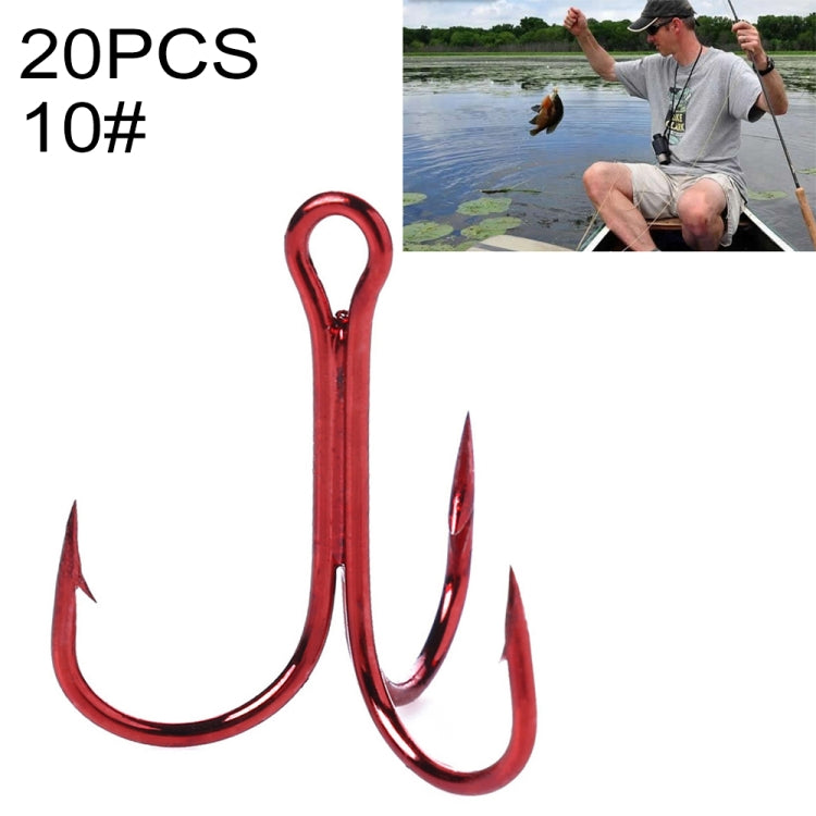 HENGJIA 20 PCS Classic Red High Carbon Steel Fishing Three-jaw Treble Hooks Reluova