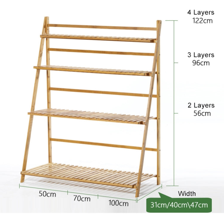 Bamboo 3-Tier Hanging Plant Stand Planter Shelves Flower Pot Storage Rack Folding Display Shelving Plants Shelf, Width: 100cm My Store