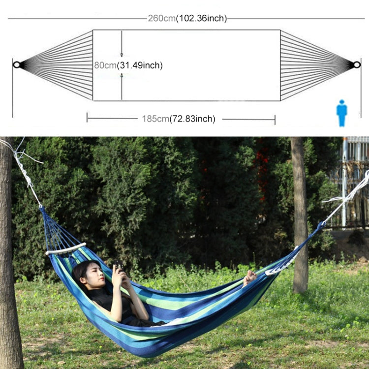 Outdoor Rollover-resistant Single Person Canvas Hammock Portable Beach Swing Bed with Wooden Sticks, Size: 185 x 80cm Reluova