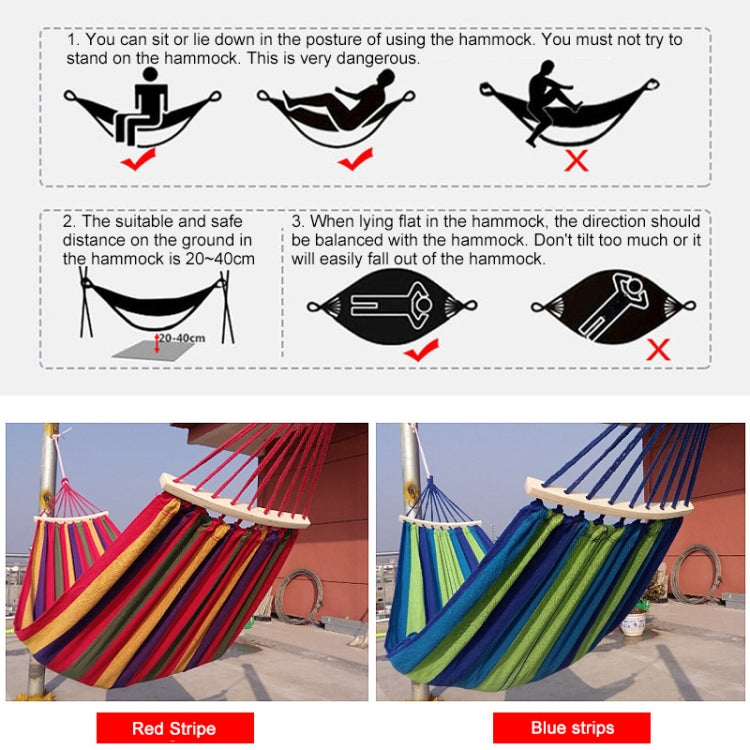 Outdoor Rollover-resistant Single Person Canvas Hammock Portable Beach Swing Bed with Wooden Sticks, Size: 185 x 80cm Reluova