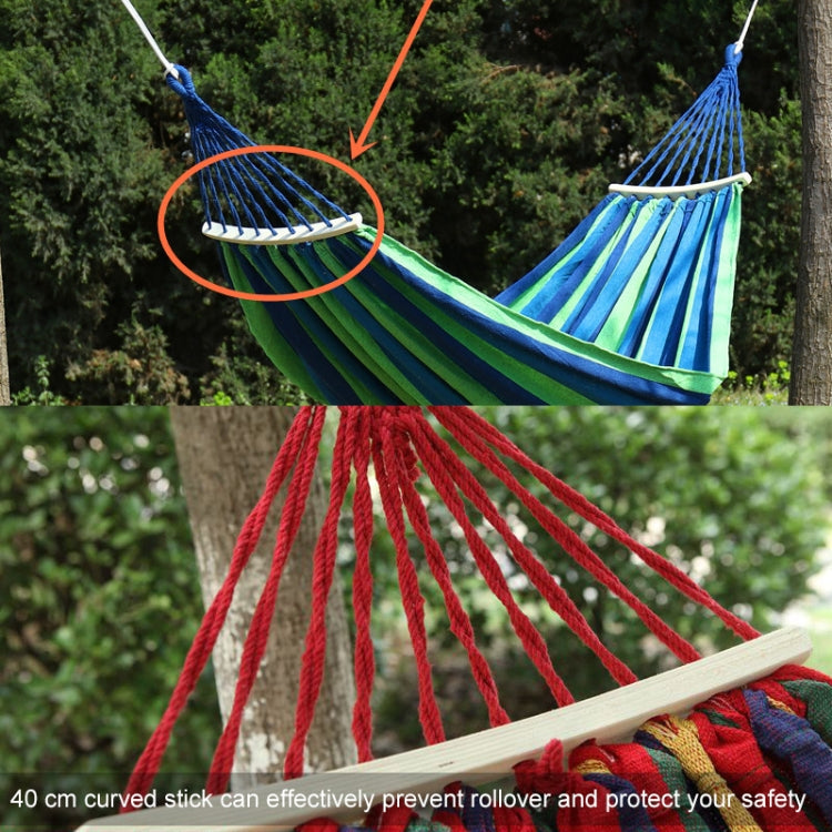 Outdoor Rollover-resistant Single Person Canvas Hammock Portable Beach Swing Bed with Wooden Sticks, Size: 185 x 80cm Reluova