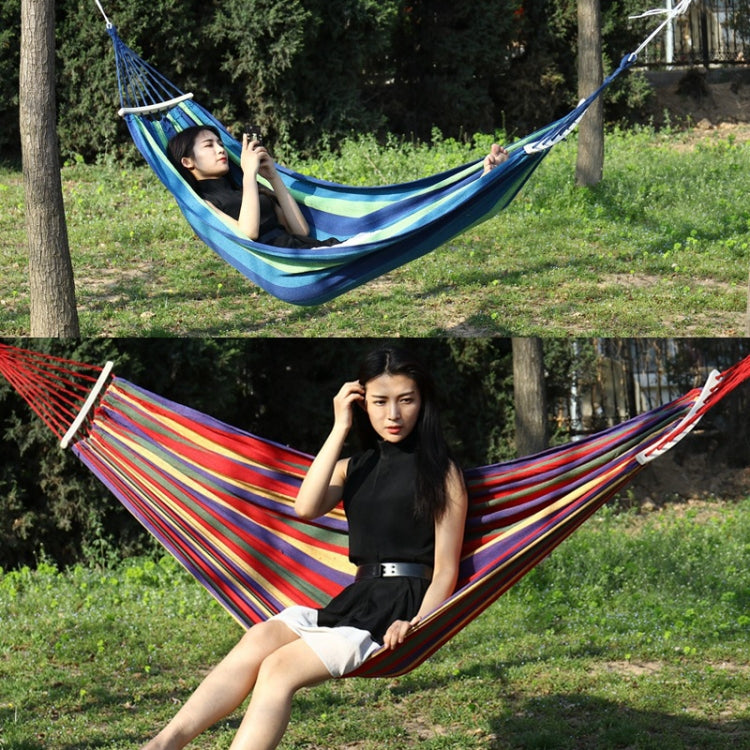 Outdoor Rollover-resistant Single Person Canvas Hammock Portable Beach Swing Bed with Wooden Sticks, Size: 185 x 80cm Reluova