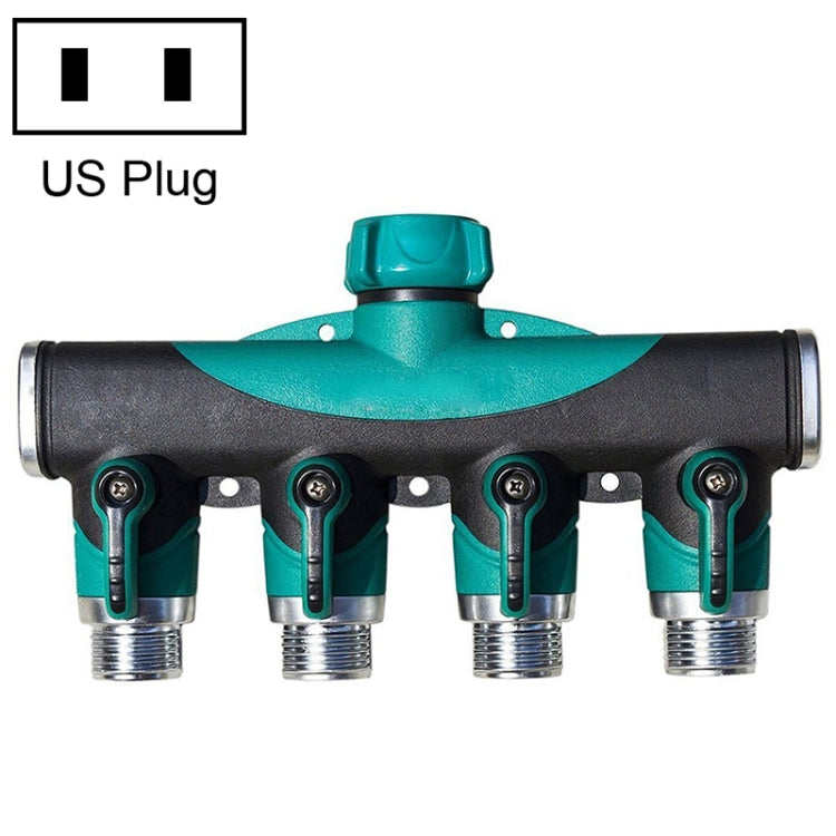 4 In 1 Multi-function Garden Water Sprinklers Lawn Irrigation Valve Water Dividing Controller Water Pipe Shunt, US Plug