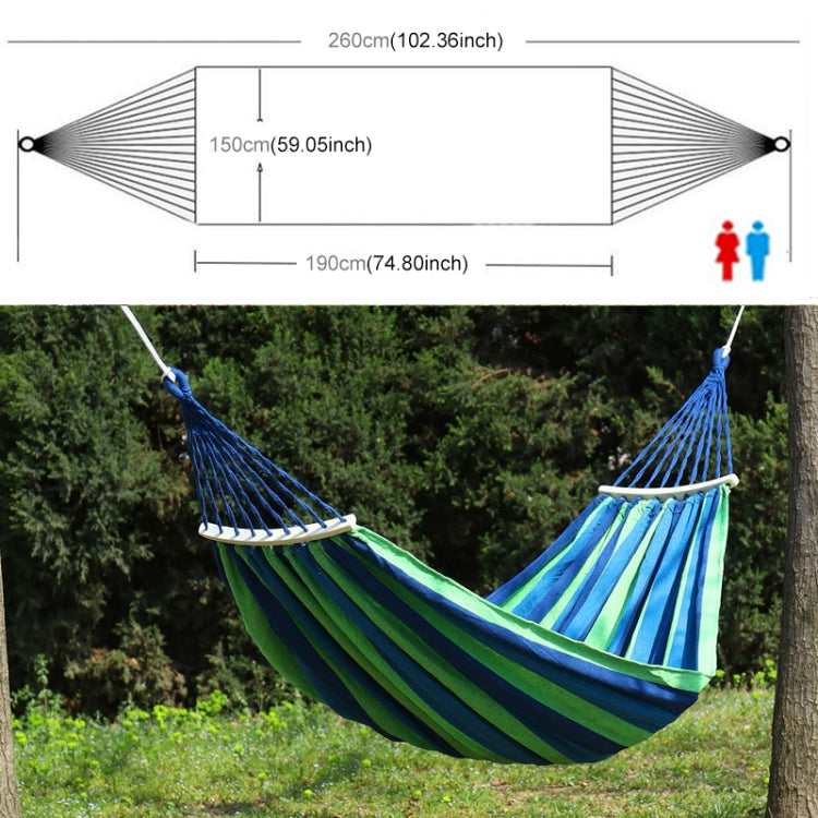 Outdoor Rollover-resistant Double Person Canvas Hammock Portable Beach Swing Bed with Wooden Sticks, Size: 190 x 150cm Reluova