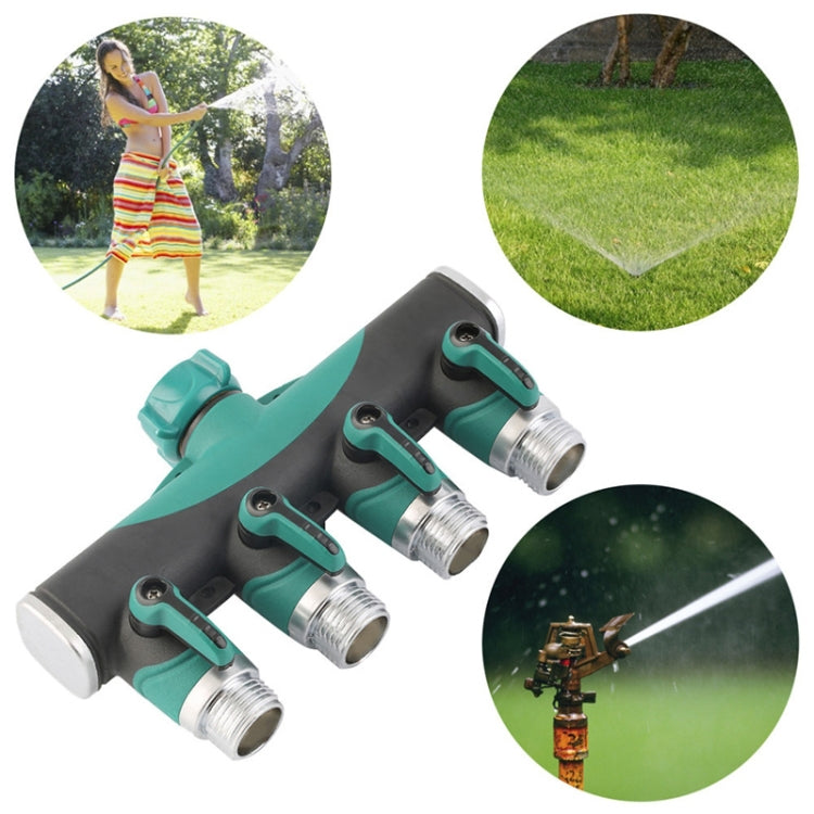 4 In 1 Multi-function Garden Water Sprinklers Lawn Irrigation Valve Water Dividing Controller Water Pipe Shunt, EU Plug