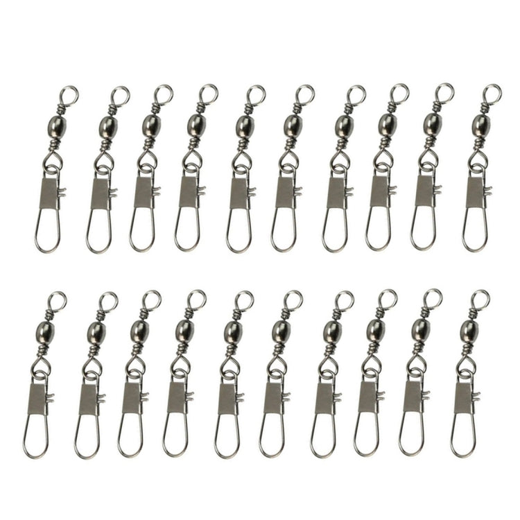 20pcs 8# 3.5cm Fishing Connectors Barrel Swivel with Safety Snap Ring