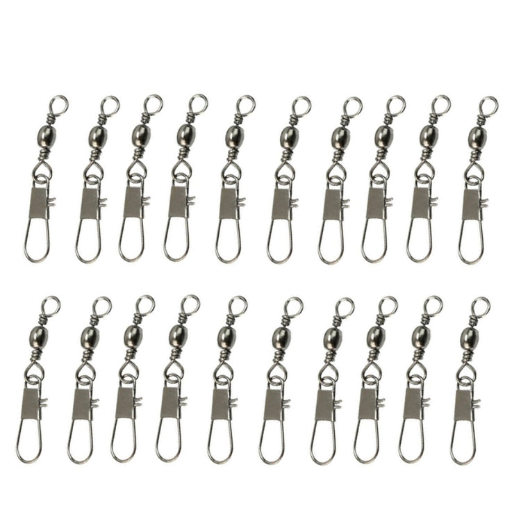 20pcs 6# 4.2cm Fishing Connectors Barrel Swivel with Safety Snap Ring-Reluova