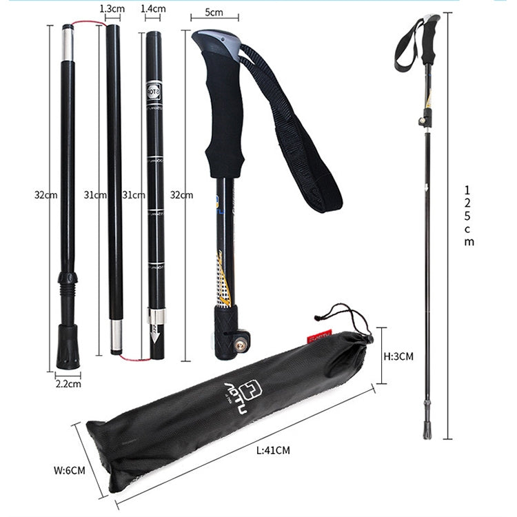 Aotu AT7558 125cm Aluminum Alloy Outdoor Camping Folding Corky Trekking Poles EVA Handle Alpenstock Reluova