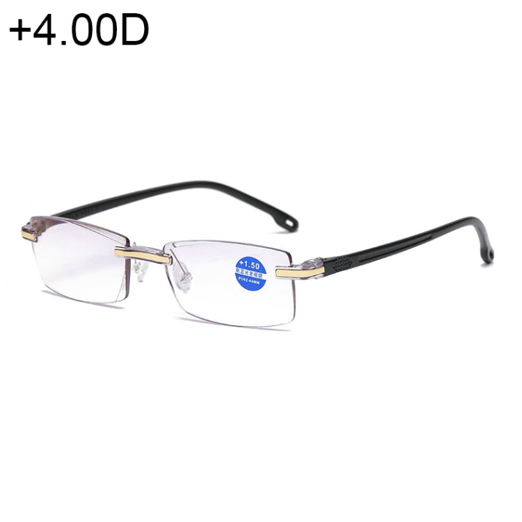 Rimless Anti Blue-ray Blue Film Lenses Presbyopic Glasses, +4.00D Reluova