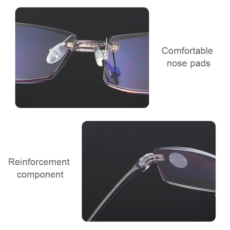 Rimless Anti Blue-ray Blue Film Lenses Presbyopic Glasses, +2.00D Reluova