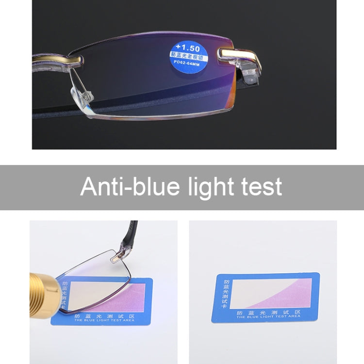 Rimless Anti Blue-ray Blue Film Lenses Presbyopic Glasses, +2.00D Reluova