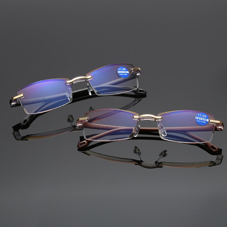 Rimless Anti Blue-ray Blue Film Lenses Presbyopic Glasses, +2.00D Reluova