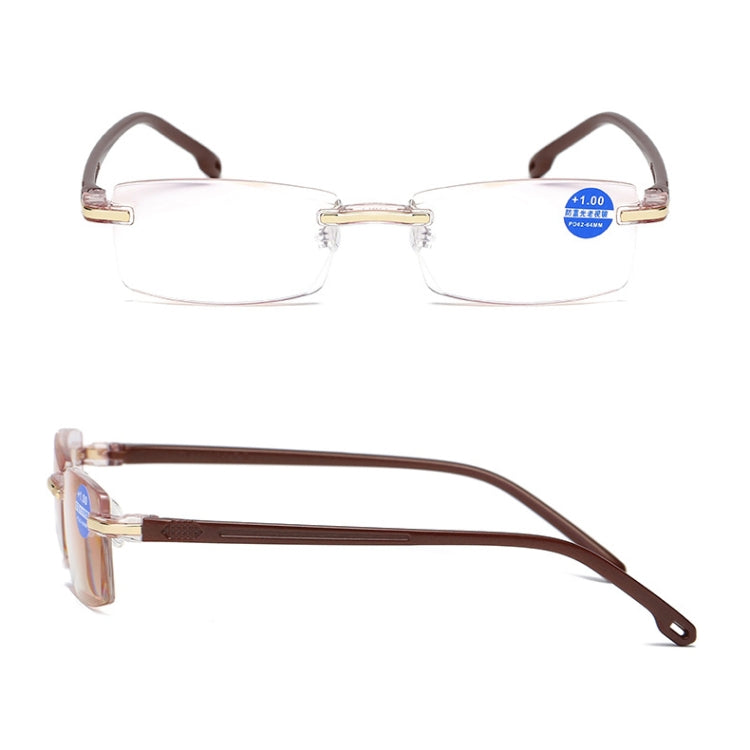 Rimless Anti Blue-ray Blue Film Lenses Presbyopic Glasses, +2.50D Reluova