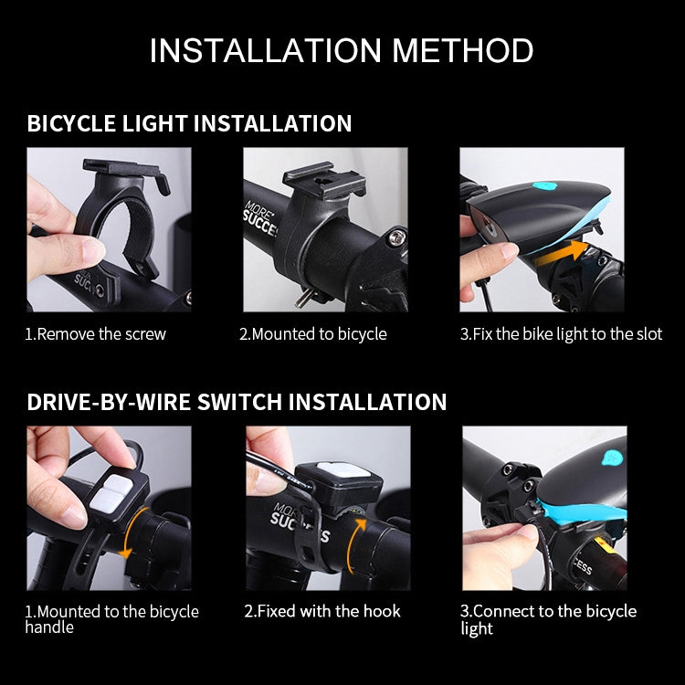 USB Charging Bike LED Riding Light, Charging 6 Hours with Horn & Line Control Reluova