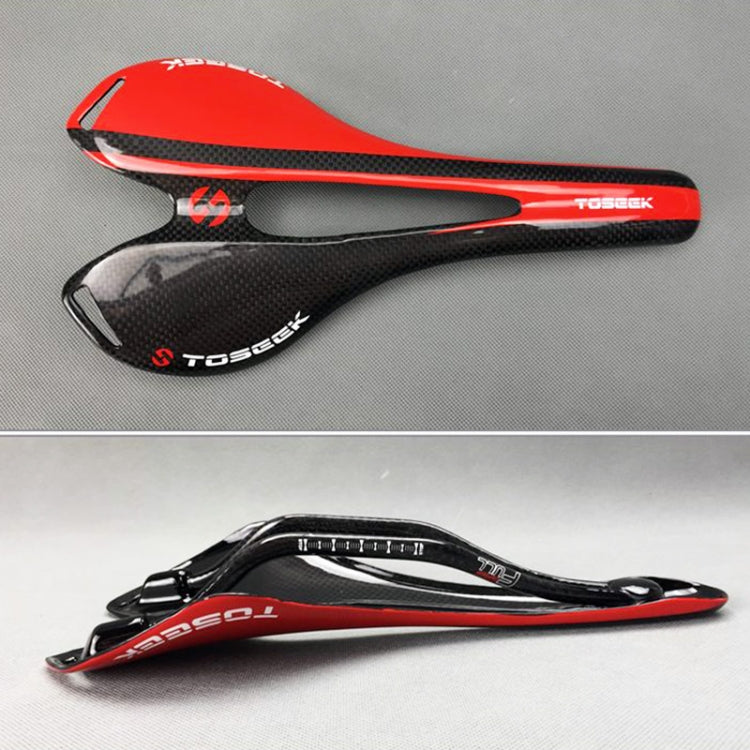 TOSEEK Road Bike Carbon Fiber Seat Bicycle Hollow Seat Saddle, 3K Texture + Light Reluova