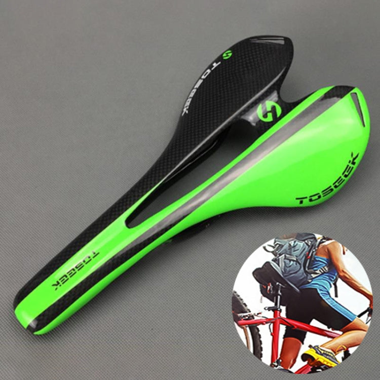 TOSEEK Road Bike Carbon Fiber Seat Bicycle Hollow Seat Saddle, 3K Texture + Light Reluova