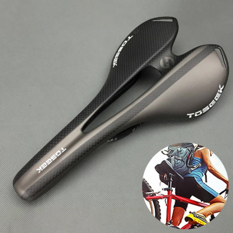 TOSEEK Road Bike Carbon Fiber Seat Bicycle Hollow Seat Saddle, 3K Texture + Extinction Reluova