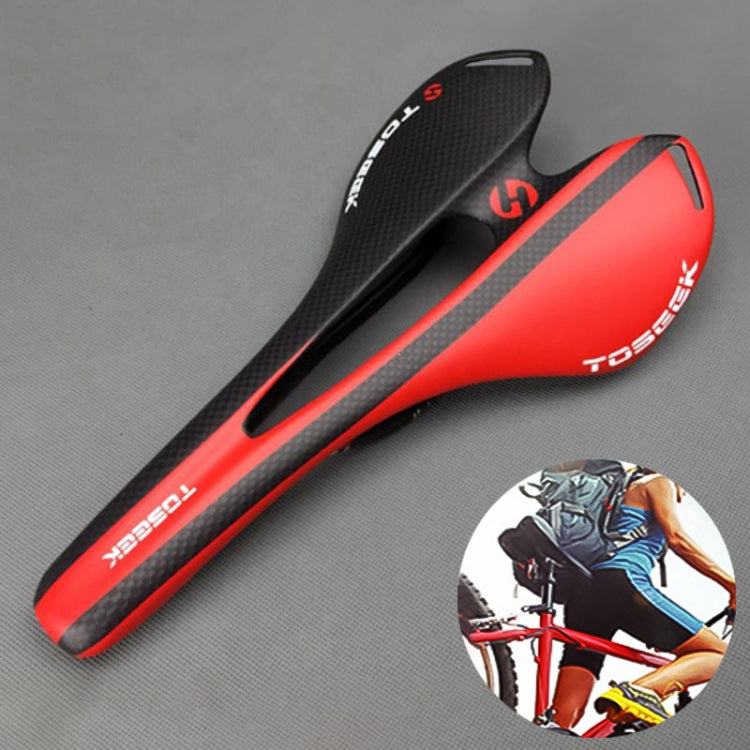 TOSEEK Road Bike Carbon Fiber Seat Bicycle Hollow Seat Saddle, 3K Texture + Extinction Reluova