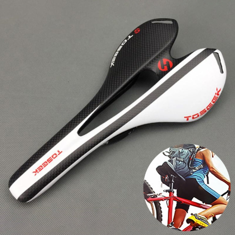 TOSEEK Road Bike Carbon Fiber Seat Bicycle Hollow Seat Saddle, 3K Texture + Extinction Reluova