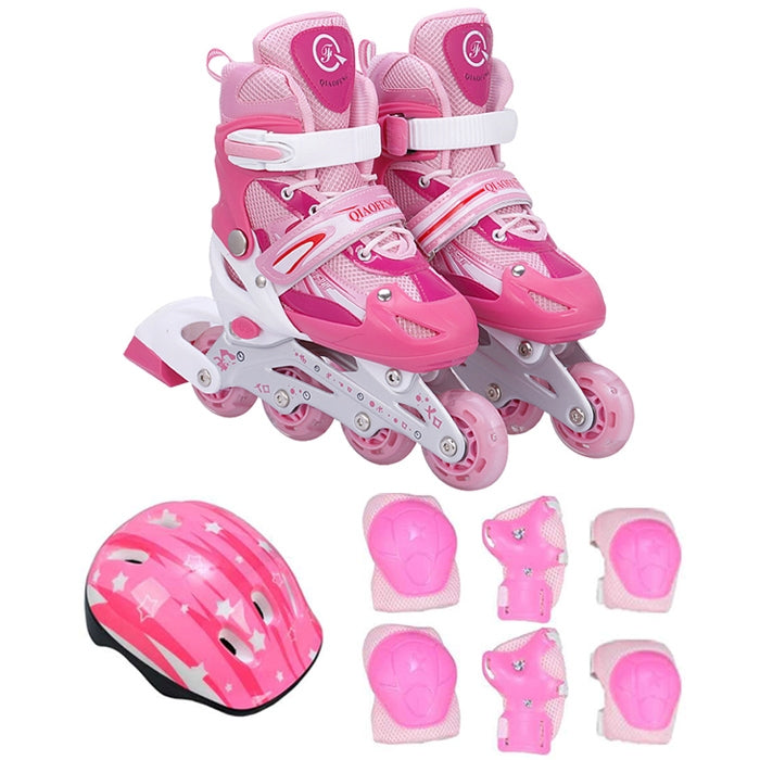 Children Adult Flash Straight Row Roller Skates Skating Shoes Suit, Size : L Reluova