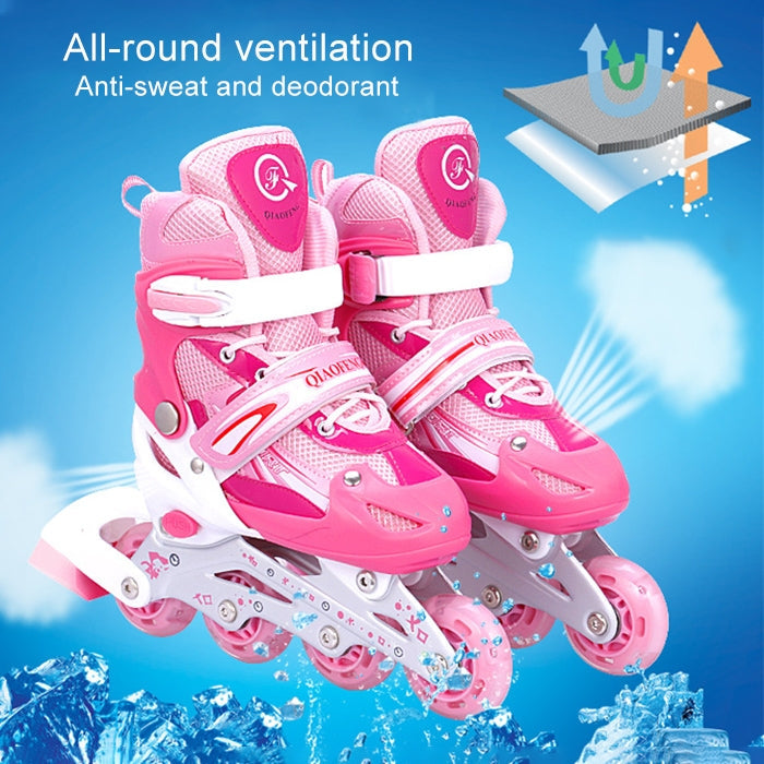 Children Adult Flash Straight Row Roller Skates Skating Shoes Suit, Size : L