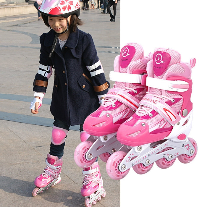 Children Adult Flash Straight Row Roller Skates Skating Shoes Suit, Size : L Reluova