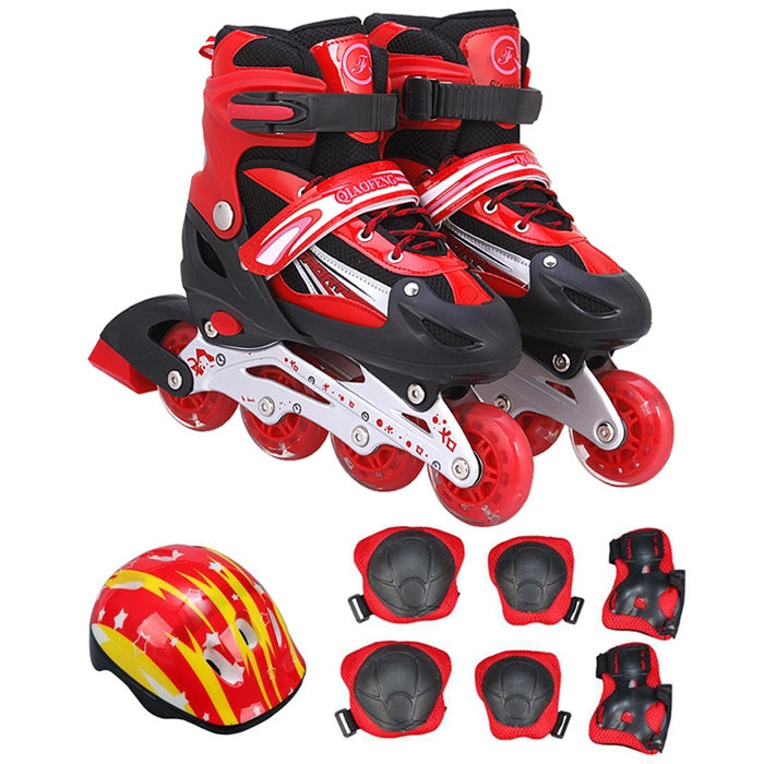 Children Adult Flash Straight Row Roller Skates Skating Shoes Suit, Size : L