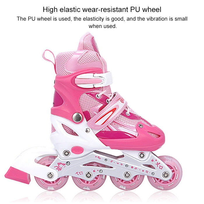 Children Adult Flash Straight Row Roller Skates Skating Shoes Suit, Size : M Reluova