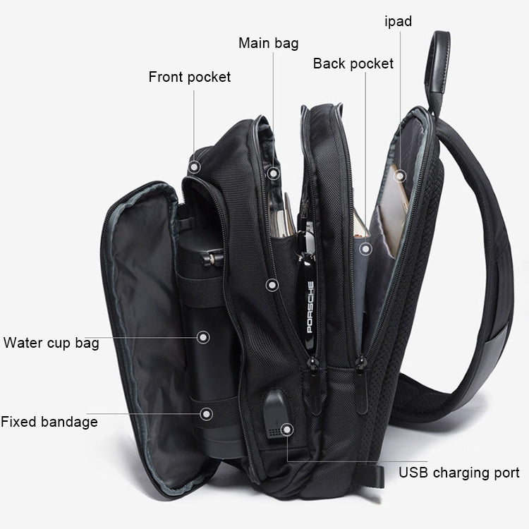 BANGE Fashion Casual Shoulder Bag Outdoor USB Chest Bag